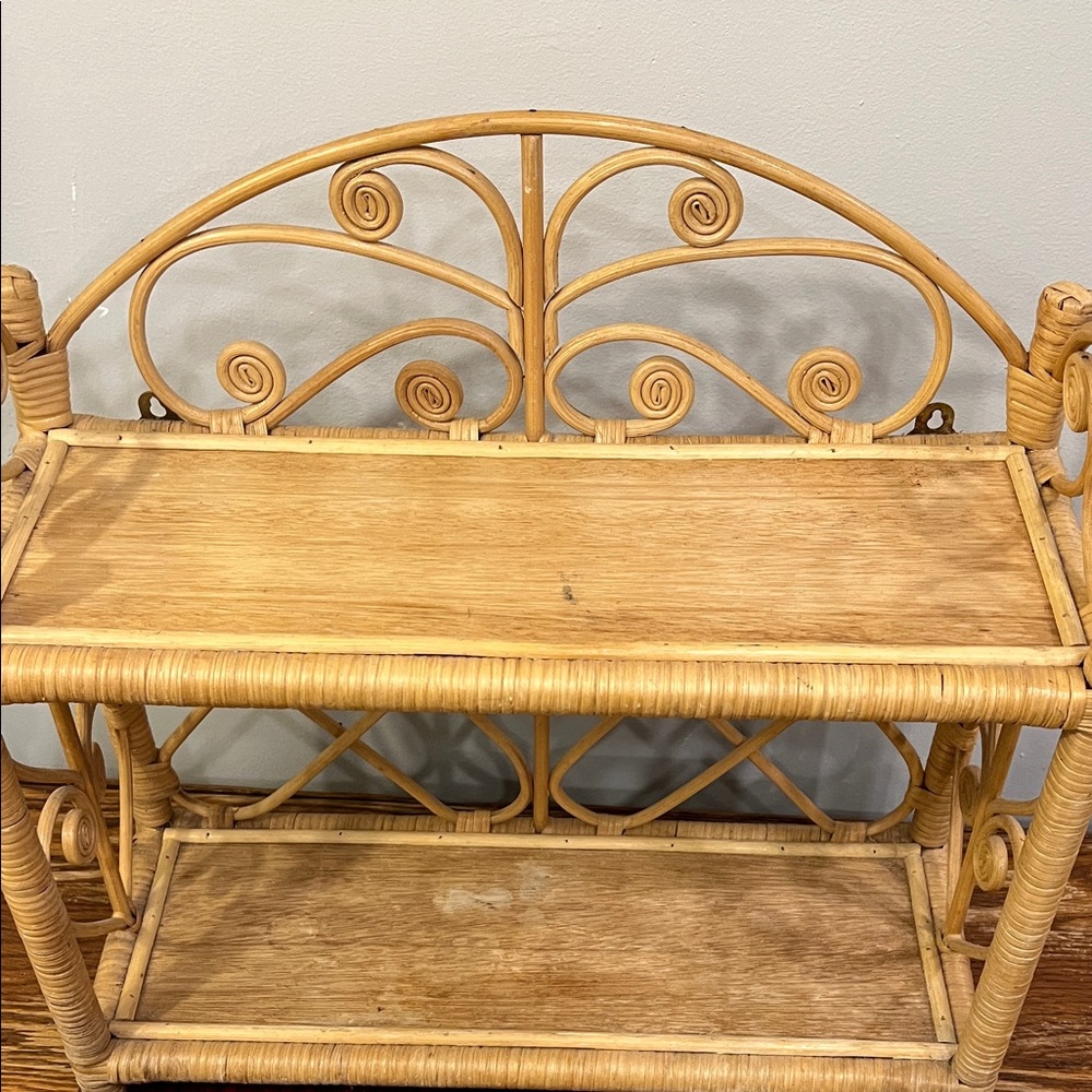 Elegant Two-Tier Rattan Shelf - Picture 2 of 6